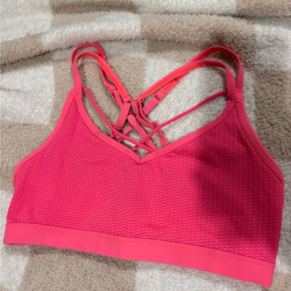 Pink Strappy Sports Bra